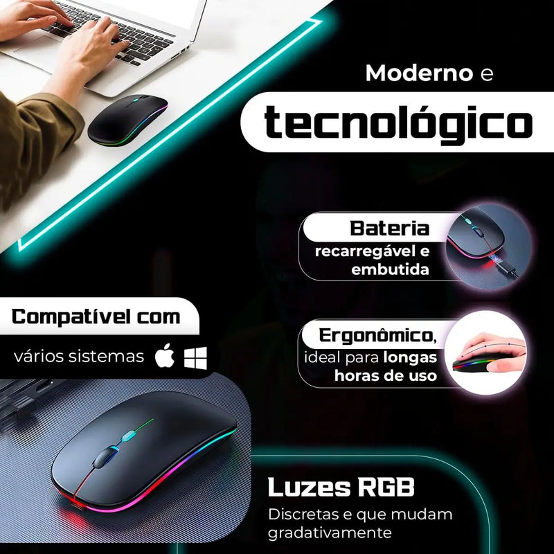 Wireless Mouse Rechargeable Led Rgb 2.4 Ghz Wireless Bluetooth Optico Ghz Notebook Computer