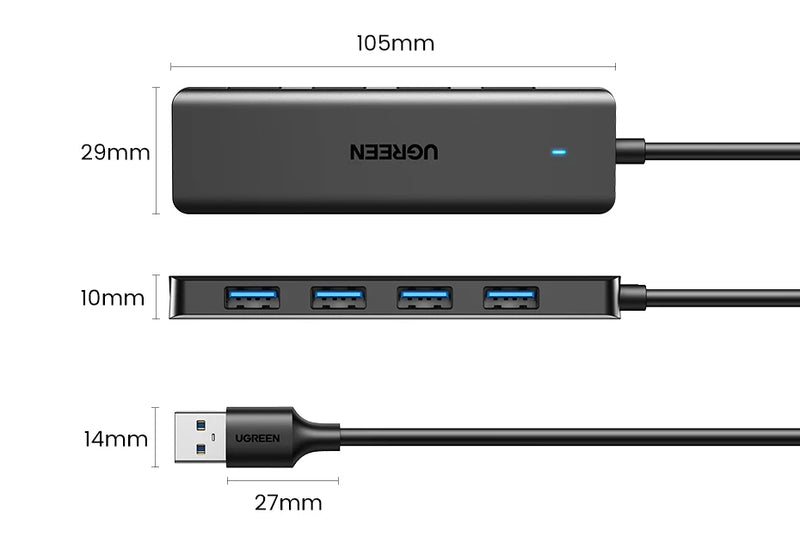 HUB USB 3.0 UGREEN – 4 Portas, Mais Conexões com Alta Velocidade