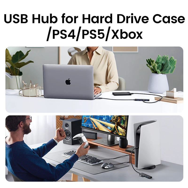 HUB USB 3.0 UGREEN – 4 Portas, Mais Conexões com Alta Velocidade