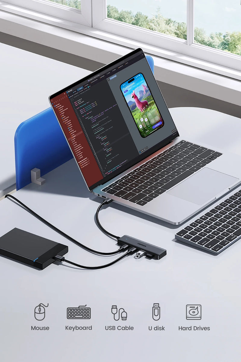 HUB USB 3.0 UGREEN – 4 Portas, Mais Conexões com Alta Velocidade