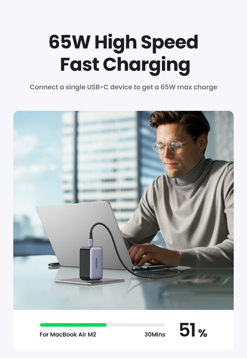 Carregador Rápido UGREEN GaN 65W