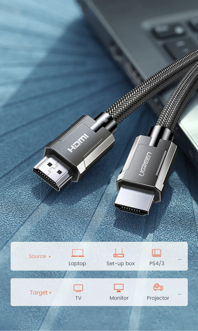 Cabo HDMI 2.1 UGREEN 8K – Imagem e Som em Outro Nível